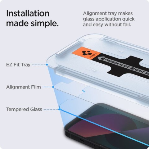 SZKŁO HARTOWANE SPIGEN GLAS.TR "EZ FIT" 2-PACK IPHONE 13 / 13 PRO / 14 / 16E / 17E CLEAR Spigen