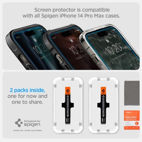 SZKŁO HARTOWANE SPIGEN GLAS.TR "EZ FIT" 2-PACK IPHONE 14 PRO MAX CLEAR Spigen