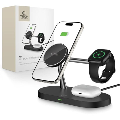 TECH-PROTECT A12 3IN1 MAGNETIC MAGSAFE WIRELESS CHARGER BLACK Tech-Protect
