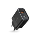 TECH-PROTECT C30W 2-PORT NETWORK CHARGER PD 30W / QC3.0 BLACK Tech-Protect