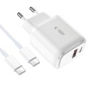 TECH-PROTECT C20W 2-PORT NETWORK CHARGER PD 20W / QC3.0 + TYPE-C CABLE WHITE Tech-Protect