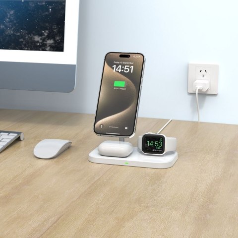 TECH-PROTECT QI15W-A22 3IN1 MAGNETIC MAGSAFE WIRELESS CHARGER WHITE Tech-Protect