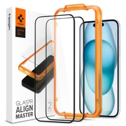 SZKŁO HARTOWANE SPIGEN ALM GLASS FC 2-PACK IPHONE 15 BLACK Spigen