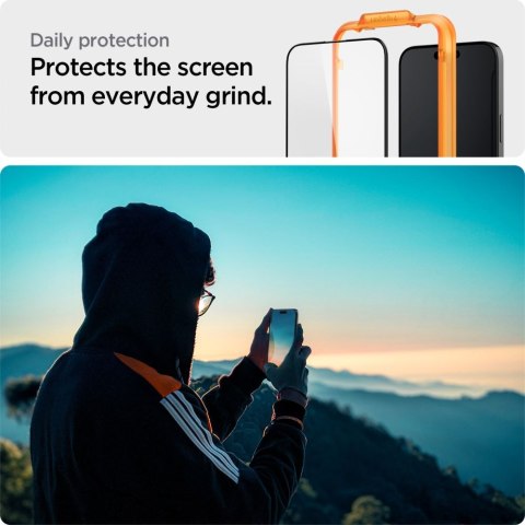 SZKŁO HARTOWANE SPIGEN ALM GLASS FC 2-PACK IPHONE 15 BLACK Spigen