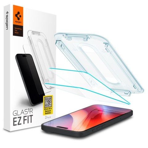SZKŁO HARTOWANE SPIGEN GLAS.TR "EZ FIT" 2-PACK IPHONE 15 / 16 CLEAR Spigen