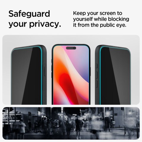 SZKŁO HARTOWANE SPIGEN GLAS.TR "EZ FIT" 2-PACK IPHONE 15 / 16 PRIVACY Spigen