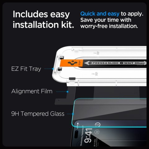 SZKŁO HARTOWANE SPIGEN GLAS.TR "EZ FIT" 2-PACK IPHONE 15 PRO MAX CLEAR Spigen