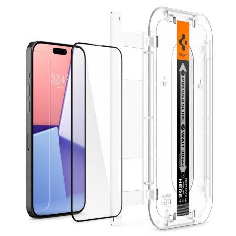 SZKŁO HARTOWANE SPIGEN GLAS.TR "EZ FIT" FC 2-PACK IPHONE 15 PRO BLACK Spigen