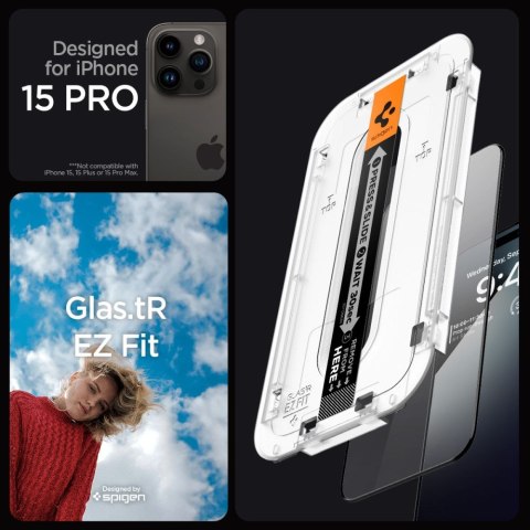 SZKŁO HARTOWANE SPIGEN GLAS.TR "EZ FIT" FC 2-PACK IPHONE 15 PRO BLACK Spigen
