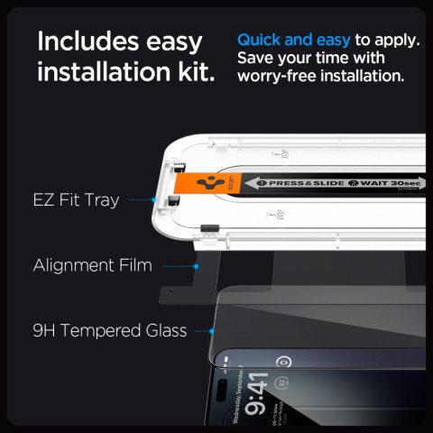 SZKŁO HARTOWANE SPIGEN GLAS.TR "EZ FIT" FC IPHONE 15 PRO MAX BLACK Spigen