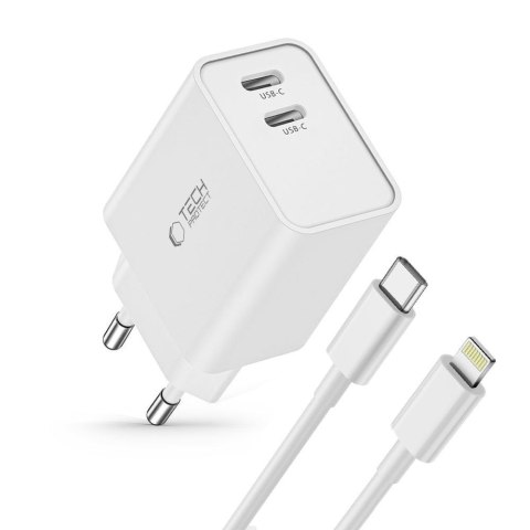 TECH-PROTECT C35W 2-PORT NETWORK CHARGER PD 35W + LIGHTNING CABLE WHITE Tech-Protect