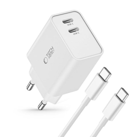 TECH-PROTECT C35W 2-PORT NETWORK CHARGER PD 35W + TYPE-C CABLE WHITE Tech-Protect