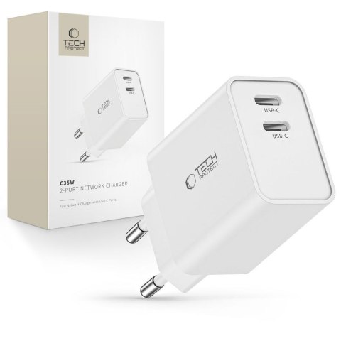 TECH-PROTECT C35W 2-PORT NETWORK CHARGER PD 35W WHITE Tech-Protect