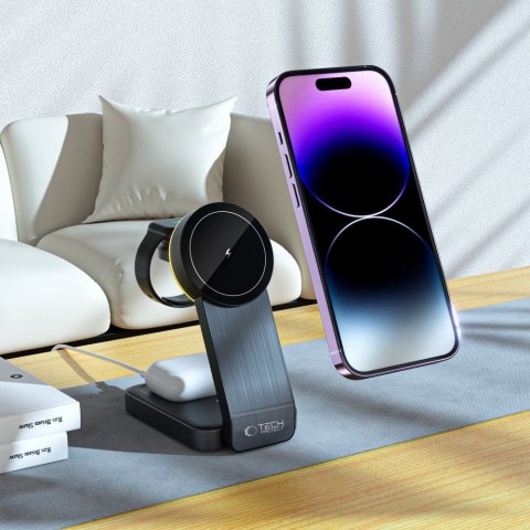 TECH-PROTECT QI15W-A28 3IN1 MAGNETIC MAGSAFE WIRELESS CHARGER BLACK Tech-Protect