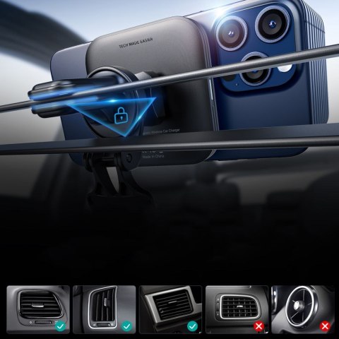 ESR HALOLOCK MAGNETIC MAGSAFE VENT CAR MOUNT WIRELESS CHARGER QI2 15W BLACK ESR