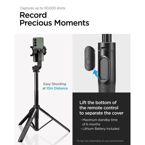 SPIGEN S560W BLUETOOTH SELFIE STICK LONG TRIPOD BLACK Spigen