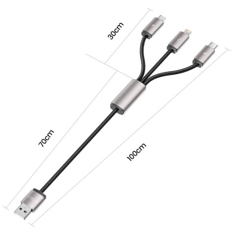 TECH-PROTECT ULTRABOOST 3IN1 LIGHTNING & TYPE-C & MICRO-USB CABLE 3.5A 100CM GREY Tech-Protect