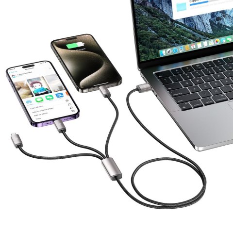TECH-PROTECT ULTRABOOST 3IN1 LIGHTNING & TYPE-C & MICRO-USB CABLE 3.5A 100CM GREY Tech-Protect