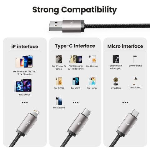 TECH-PROTECT ULTRABOOST 3IN1 LIGHTNING & TYPE-C & MICRO-USB CABLE 3.5A 100CM GREY Tech-Protect