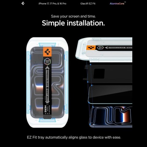 SZKŁO HARTOWANE SPIGEN GLAS.TR "EZ FIT AC" 2-PACK IPHONE 16 PRO / 17 / 17 PRO CLEAR Spigen