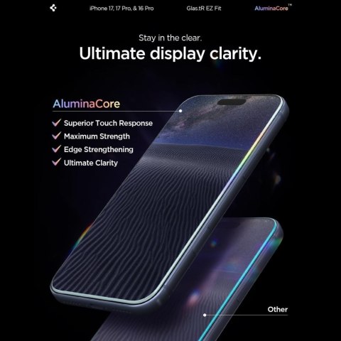 SZKŁO HARTOWANE SPIGEN GLAS.TR "EZ FIT AC" 2-PACK IPHONE 16 PRO / 17 / 17 PRO CLEAR Spigen
