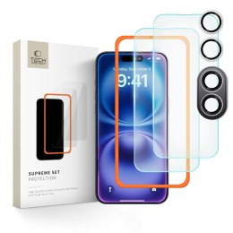 SZKŁO HARTOWANE TECH-PROTECT SUPREME SET 3-PACK IPHONE 16 CLEAR Tech-Protect