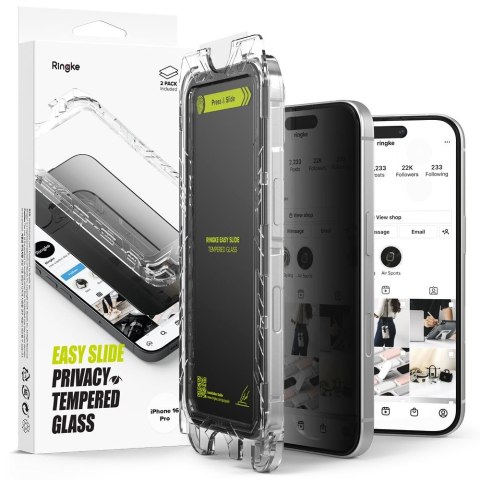 SZKŁO PRYWATYZUJĄCE RINGKE EASY SLIDE 2-PACK IPHONE 16 PRO PRIVACY Ringke