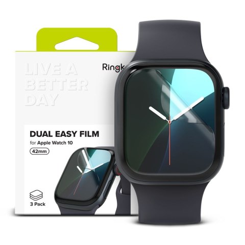 FOLIA OCHRONNA RINGKE DUAL EASY 3-PACK APPLE WATCH 10 / 11 (42 MM) CLEAR Ringke