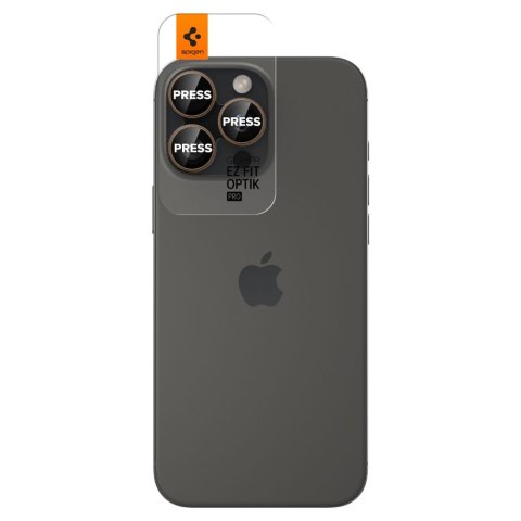 OSŁONA APARATU SPIGEN OPTIK PRO GLAS.TR "EZ FIT" CAMERA PROTECTOR 2-PACK IPHONE 16 PRO / MAX / 17 PRO / MAX DESERT TITANIUM Spigen
