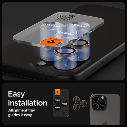 OSŁONA APARATU SPIGEN OPTIK PRO GLAS.TR "EZ FIT" CAMERA PROTECTOR 2-PACK IPHONE 16 PRO / MAX / 17 PRO / MAX DESERT TITANIUM Spigen
