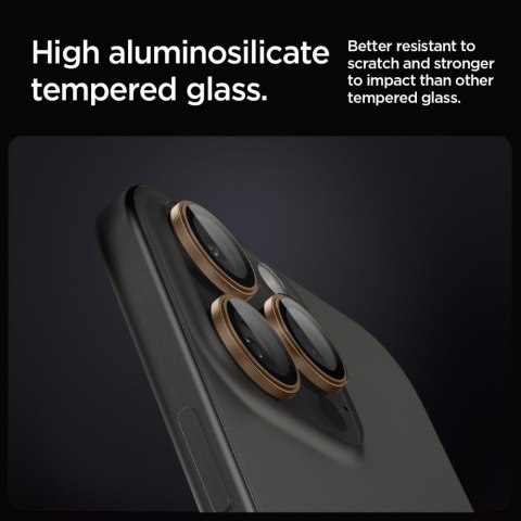 OSŁONA APARATU SPIGEN OPTIK PRO GLAS.TR "EZ FIT" CAMERA PROTECTOR 2-PACK IPHONE 16 PRO / MAX / 17 PRO / MAX DESERT TITANIUM Spigen