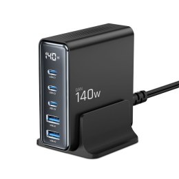 TECH-PROTECT DC140W-GAN 5-PORT DESKTOP CHARGER PD 140W / QC3.0 BLACK Tech-Protect