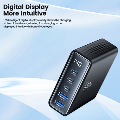TECH-PROTECT DC140W-GAN 5-PORT DESKTOP CHARGER PD 140W / QC3.0 BLACK Tech-Protect