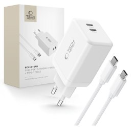 TECH-PROTECT NC45W-GAN 2-PORT NETWORK CHARGER PD 45W + TYPE-C CABLE WHITE Tech-Protect