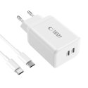 TECH-PROTECT NC45W-GAN 2-PORT NETWORK CHARGER PD 45W + TYPE-C CABLE WHITE Tech-Protect