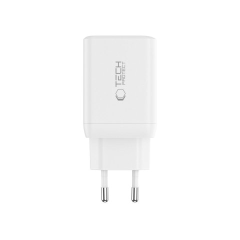 TECH-PROTECT NC45W-GAN 2-PORT NETWORK CHARGER PD 45W + TYPE-C CABLE WHITE Tech-Protect