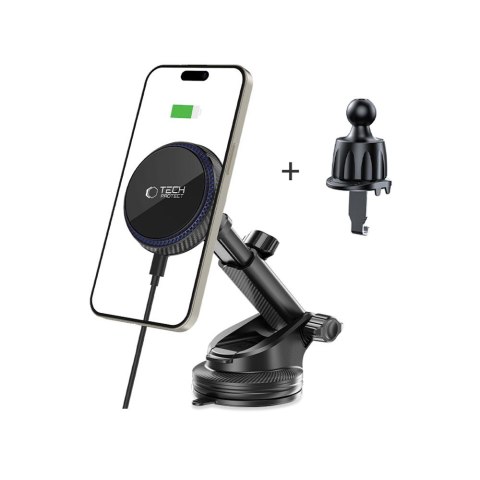 TECH-PROTECT MM15W-V4 MAGNETIC MAGSAFE DASHBOARD & VENT CAR MOUNT WIRELESS CHARGER 15W BLACK Tech-Protect
