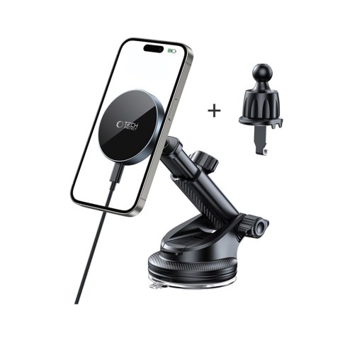TECH-PROTECT MM15W-V5 MAGNETIC MAGSAFE DASHBOARD & VENT CAR MOUNT WIRELESS CHARGER 15W BLACK/BLACK Tech-Protect