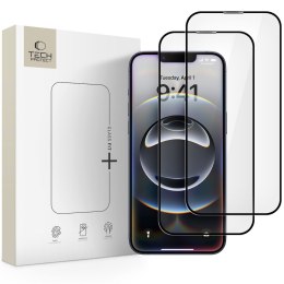 SZKŁO HARTOWANE TECH-PROTECT GLASS FIT+ 2-PACK IPHONE 13 / 13 PRO / 14 / 16E / 17E BLACK Tech-Protect