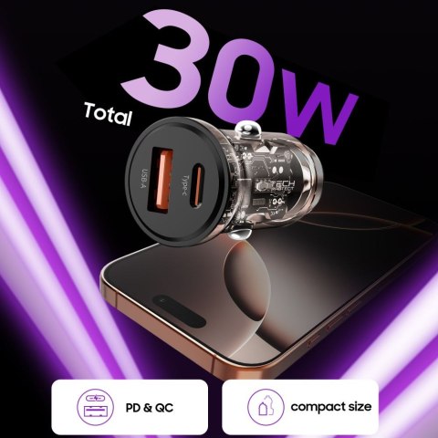 TECH-PROTECT CC01 2-PORT CAR CHARGER PD 30W / QC3.0 BLACK Tech-Protect
