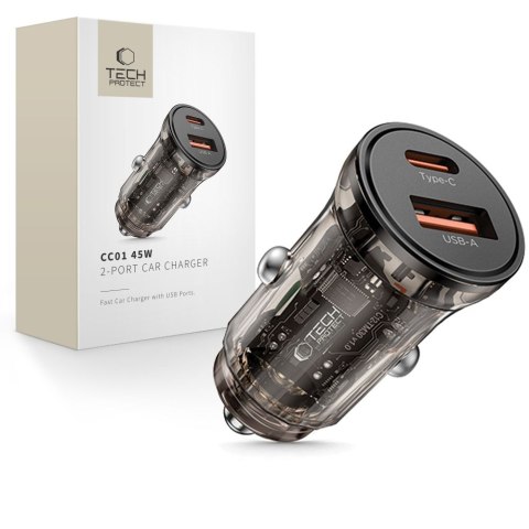 TECH-PROTECT CC01 2-PORT CAR CHARGER PD 45W / QC3.0 BLACK Tech-Protect