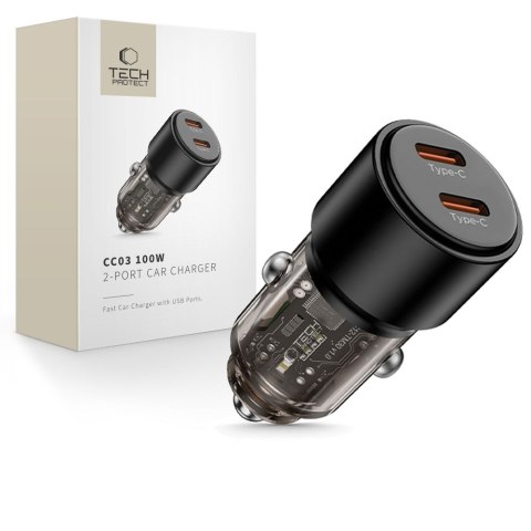 TECH-PROTECT CC03 2-PORT CAR CHARGER PD 100W BLACK Tech-Protect