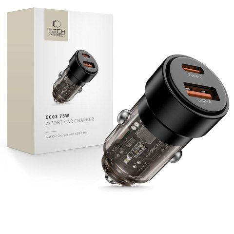 TECH-PROTECT CC03 2-PORT CAR CHARGER PD 75W BLACK Tech-Protect