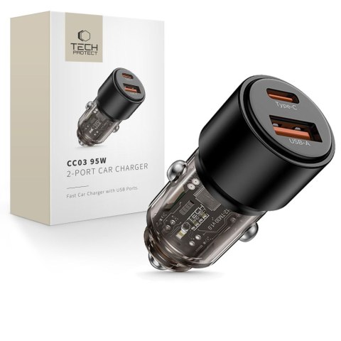 TECH-PROTECT CC03 2-PORT CAR CHARGER PD 95W / QC3.0 BLACK Tech-Protect