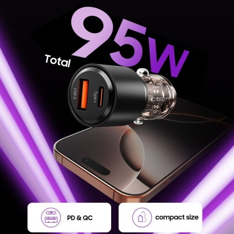 TECH-PROTECT CC03 2-PORT CAR CHARGER PD 95W / QC3.0 BLACK Tech-Protect