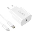 TECH-PROTECT NC20W 1-PORT NETWORK CHARGER PD 20W + LIGHTNING CABLE WHITE Tech-Protect