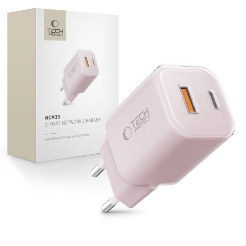 TECH-PROTECT NCM33 2-PORT NETWORK CHARGER PD 33W / QC3.0 BABY PINK Tech-Protect