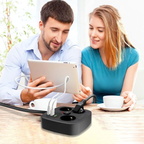 TECH-PROTECT PCS3X4 POWER STRIP 2 USB & 2 TYPE-C & 3 SOCKET 200CM BLACK Tech-Protect