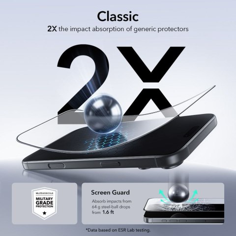 SZKŁO HARTOWANE ESR ULTRAFIT TEMPERED GLASS 2-PACK IPHONE 17 PRO BLACK ESR