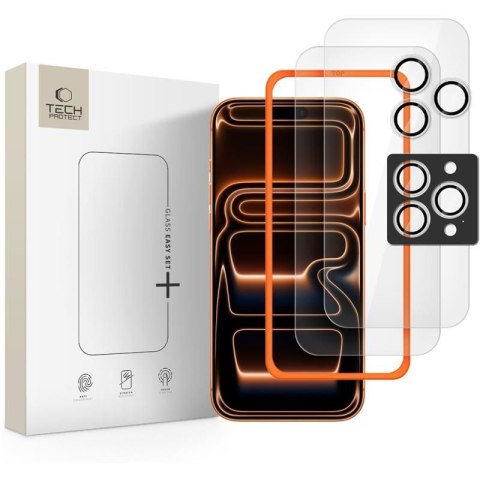 SZKŁO HARTOWANE TECH-PROTECT EASY SET+ 3-PACK IPHONE 16 PRO MAX / 17 PRO MAX CLEAR Tech-Protect